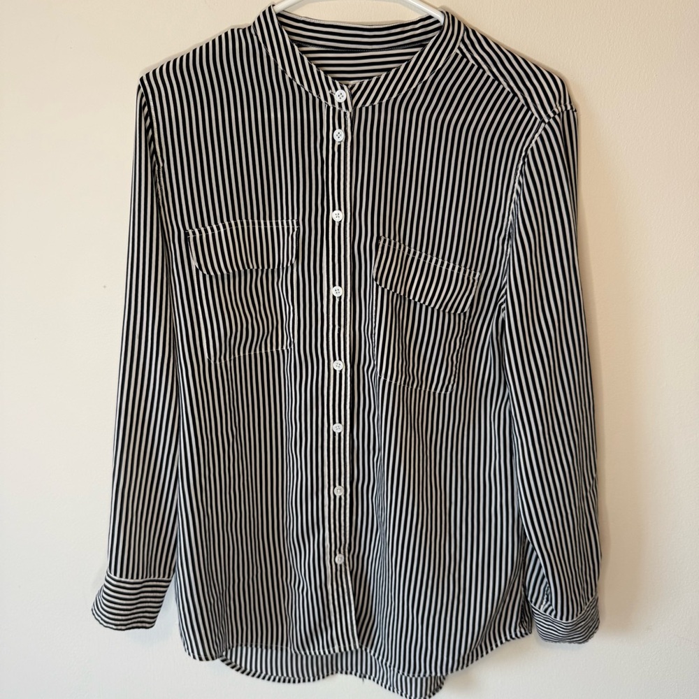 Equipment Black and White Stripe Blouse